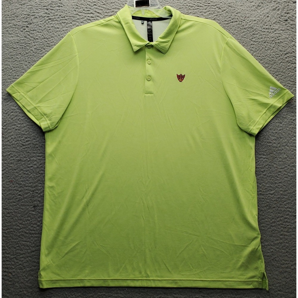 Adidas Golf Polo Shirt Mens 2XL Green Lulu Club Short Sleeve Performance Popover